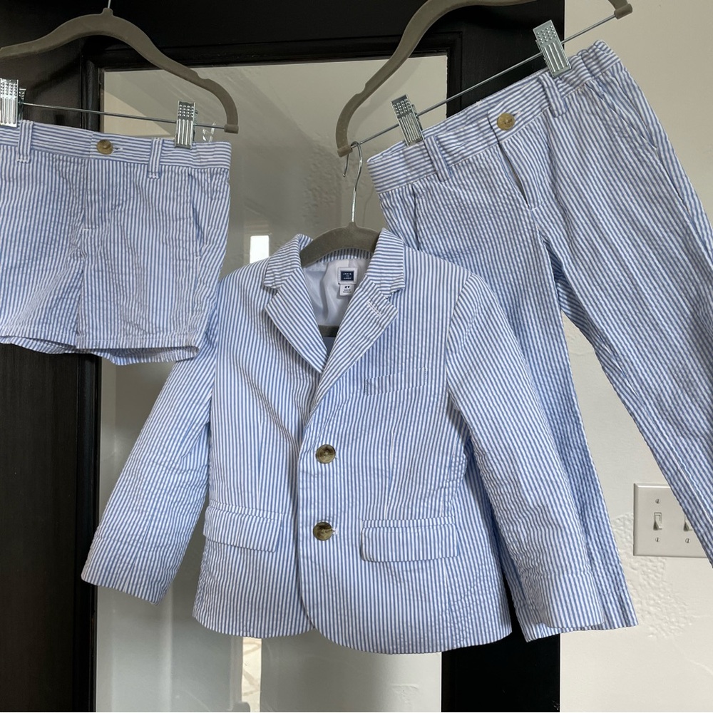 Janie and Jack Blue Seersucker Suit